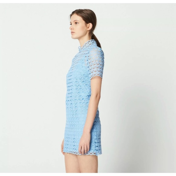 🎀SOLD🎀Sandro Air Blue Lace Dress with Bow - Picture 3 of 7